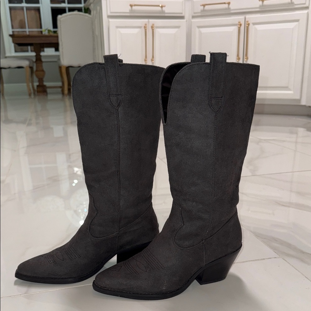 Black Suede Women's Cowboy Boots